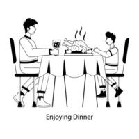 Trendy Enjoying Dinner vector