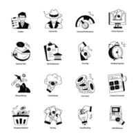 Set of Banking and Finance Doodle Icons vector