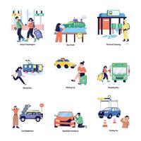 Bundle of Public Travel Flat Illustrations vector