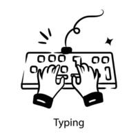 Trendy Typing keyboard typing, typing, text input, entering data, code typing vector