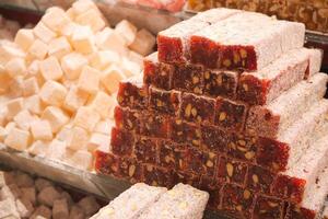 Turkish traditional sweet Turkish delight sold in the market photo