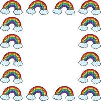 Rainbow with sky frame background on white. Pure vibrant colors. Empty space. vector