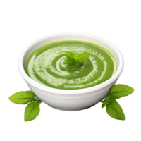 Zesty Green Mint Sauce Clear Background Bowl Presentation png