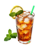 Thirst Quenching Treat Isolated Ice Tea on Transparent Surface png