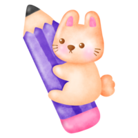 Cartoon clipart bunny holding a pencil png