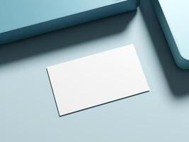 Clean minimal business card mockup with the tray on pastel soft background photo