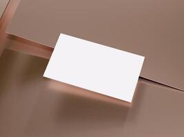 Realistic floating business branding cards template mockup with shadows. 3d rendering. photo