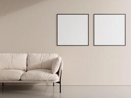 Thin frame mockup for art and quotes hanging on the wall. photo