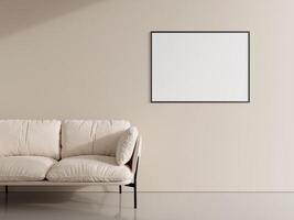 Thin frame mockup for art and quotes hanging on the wall. photo