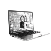 Cyber Festung Laptop geschützt durch Digital Vorhängeschloss png