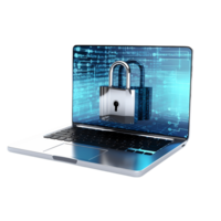 Secure Data Gateway Digital Padlock and Laptop png