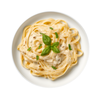 Tempting Pasta Delight Fettuccine Alfredo and Parmesan Shavings png