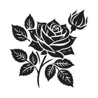 Rose flower silhouette flat illustration vector