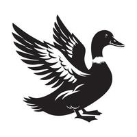 Duck Silhouette flat illustration. vector