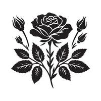 Rosa flor silueta plano ilustración vector