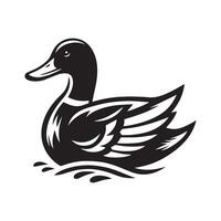 Duck Silhouette flat illustration. vector