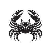 Crab silhouette black flat illustration . vector