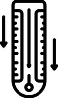 negro línea icono para temperatura disminución vector