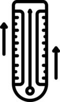 negro línea icono para temperatura incrementar vector