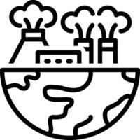 Black line icon for earth pollution earth vector