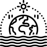 Black line icon for global warming vector