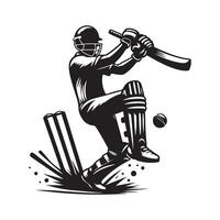 Cricket Silhouette flat illustration. vector