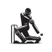 Cricket Silhouette flat illustration. vector