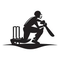 Cricket Silhouette flat illustration. vector