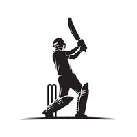 Cricket Silhouette flat illustration. vector