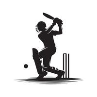 Cricket Silhouette flat illustration. vector