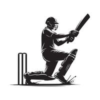 Cricket Silhouette flat illustration. vector