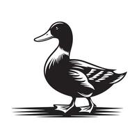 Duck Silhouette flat illustration. vector