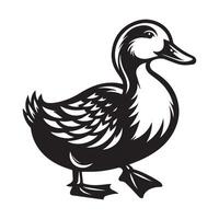 Duck Silhouette flat illustration. vector