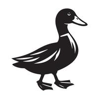 Duck Silhouette flat illustration. vector