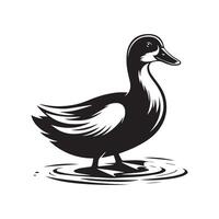 Duck Silhouette flat illustration. vector