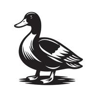 Duck Silhouette flat illustration. vector