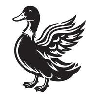 Duck Silhouette flat illustration. vector