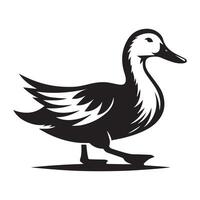 Duck Silhouette flat illustration. vector