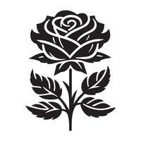 Rose flower silhouette flat illustration vector