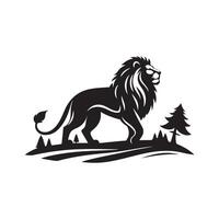 Lion Silhouette flat illustration. vector