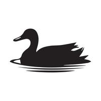 Duck Silhouette flat illustration. vector