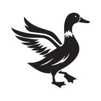 Duck Silhouette flat illustration. vector