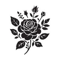 Rose flower silhouette flat illustration vector