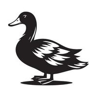 Duck Silhouette flat illustration. vector