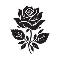 Rose flower silhouette flat illustration vector