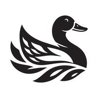 Duck Silhouette flat illustration. vector