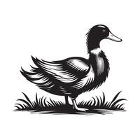 Duck Silhouette flat illustration. vector