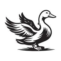 Duck Silhouette flat illustration. vector