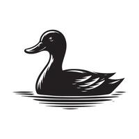 Duck Silhouette flat illustration. vector