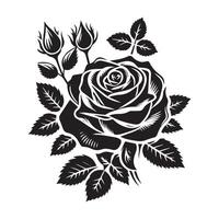 Rose flower silhouette flat illustration vector